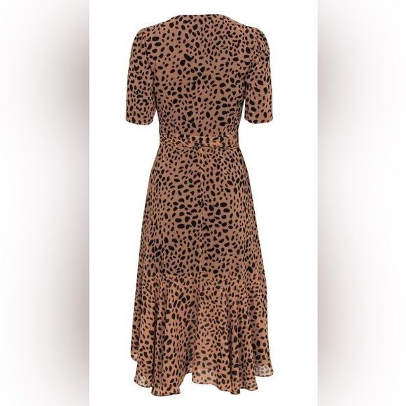 Fame And Partners - Tan & Black Leopard Print Short Sleeve Wrap Dress, Size 0 - Picture 3 of 13